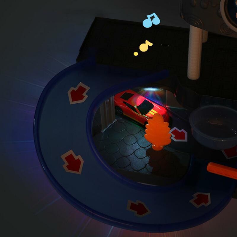 محاكاة سيارة غسل منصة ضوء الصوت تغيير لون نموذج سيارة مع المسار لعبة طفل التفاعلية هدية