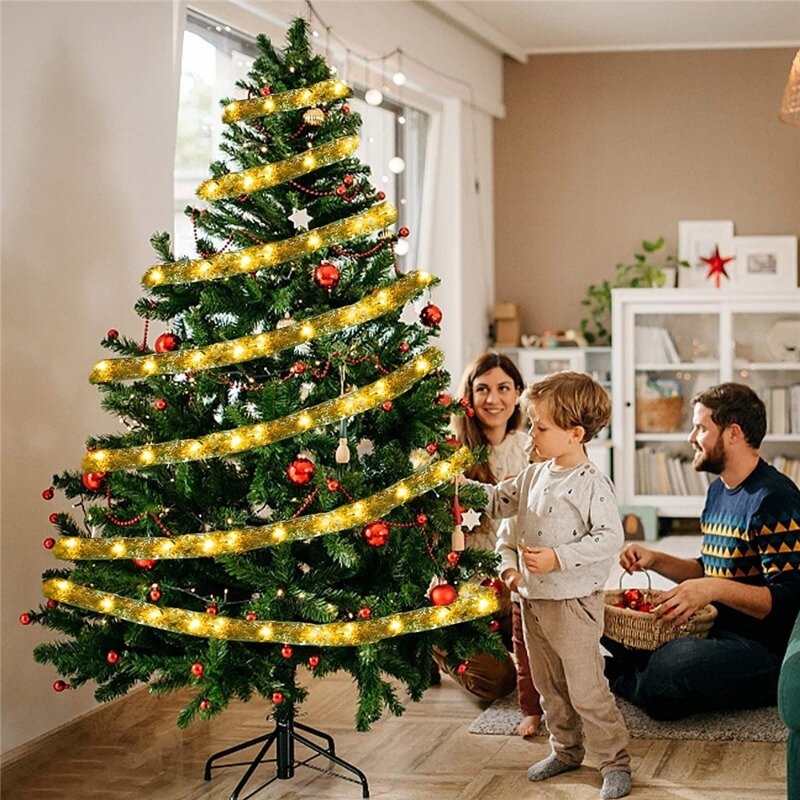 طبقة مزدوجة الجنية أضواء سلاسل ، عيد الميلاد الشريط الانحناء ، LED شجرة عيد الميلاد الحلي ، ديكور المنزل ، السنة الجديدة ، 10 متر