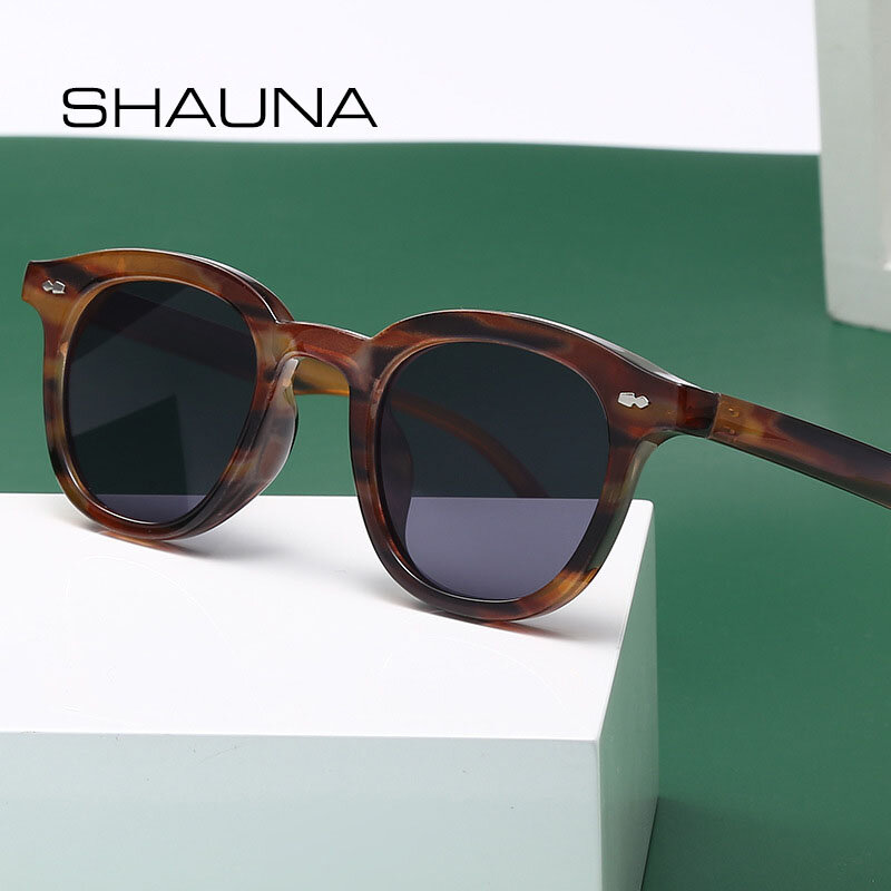 SHAUNA Ins شعبية تتجه النظارات الشمسية المستديرة الصغيرة موضة نظارات مسمار UV400