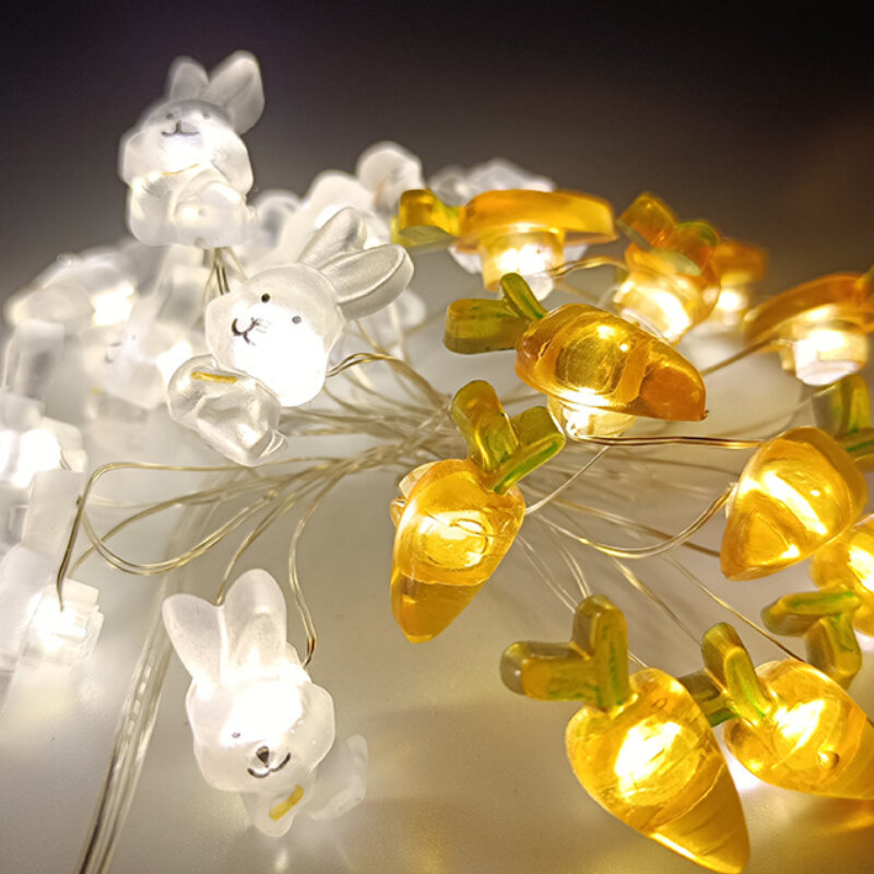 2 متر LED ضوء سلسلة الجزرة الأرنب الجنية ضوء مقاوم للماء في الهواء الطلق جارلاند عطلة مصباح السنة الجديدة عيد الفصح الطرف الديكور الإضاءة