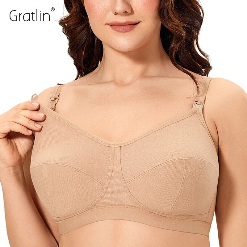 Gratlin-حمالة صدر للرضاعة ، بدون سلك داخلي ، مقاس كبير ، داعمة ، قطن