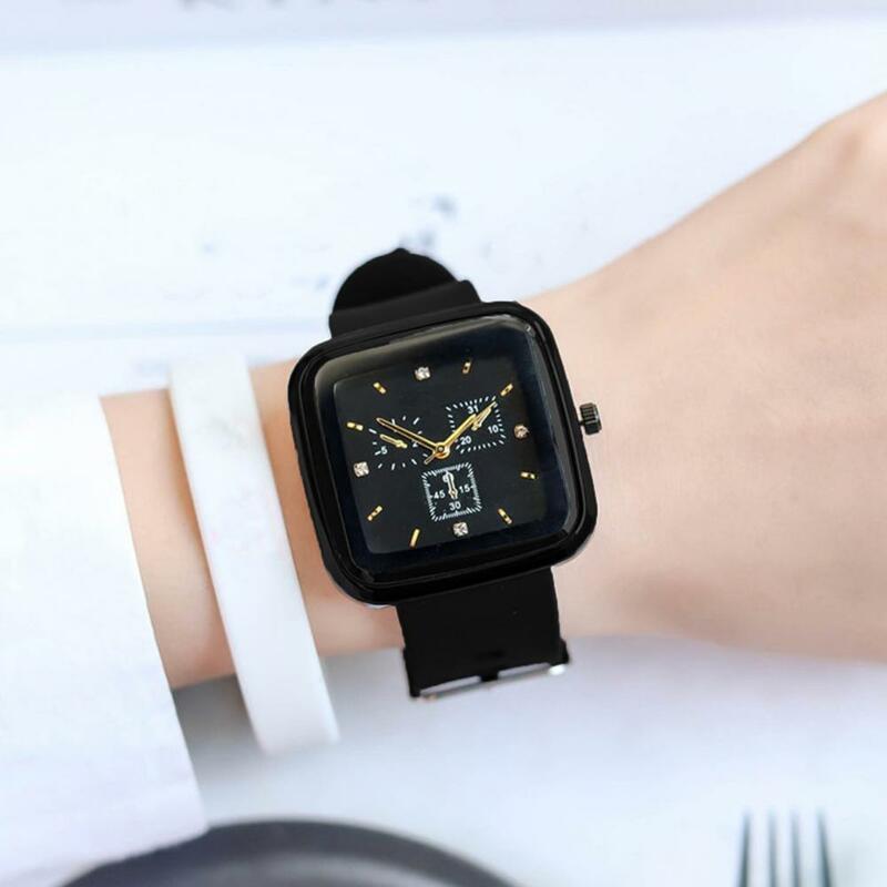 ساعة كوارتز كبيرة مربعة الشكل ، حزام سيليكون ، ساعة يد رياضية غير رسمية للطلاب ، ساعة إلكترونية