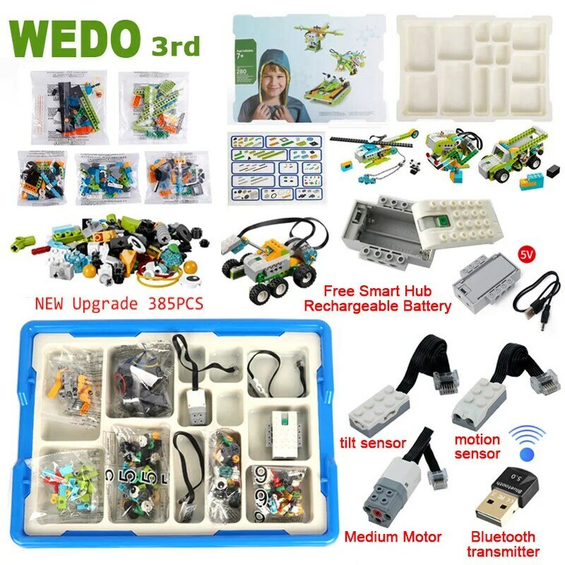 ترقية جديدة 390 قطعة الجيل 3rd WeDo 2.0 مدرسة البخار التعليمية الروبوتات البناء الأساسية مجموعة الطوب عدة لعب الهدايا