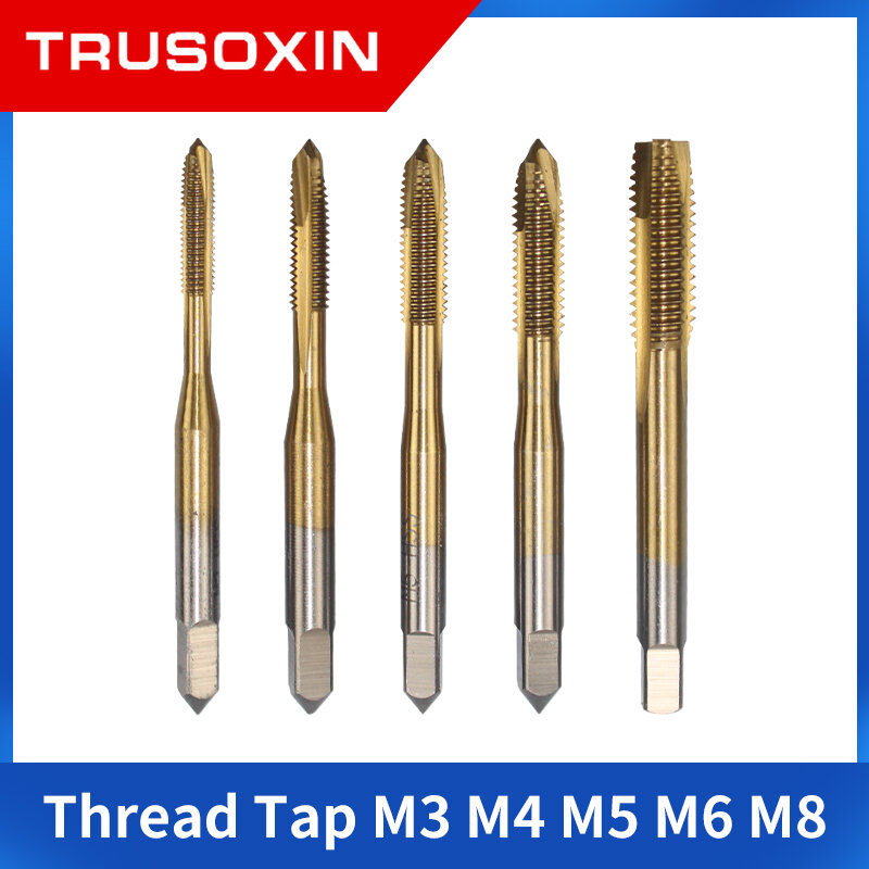 Thread Tap 5pcs M3 M4 M5 M6 M8 Metric Tap Kit Sprial Drill Bit Threading Tools HSS Steel 6542 Screw Tap