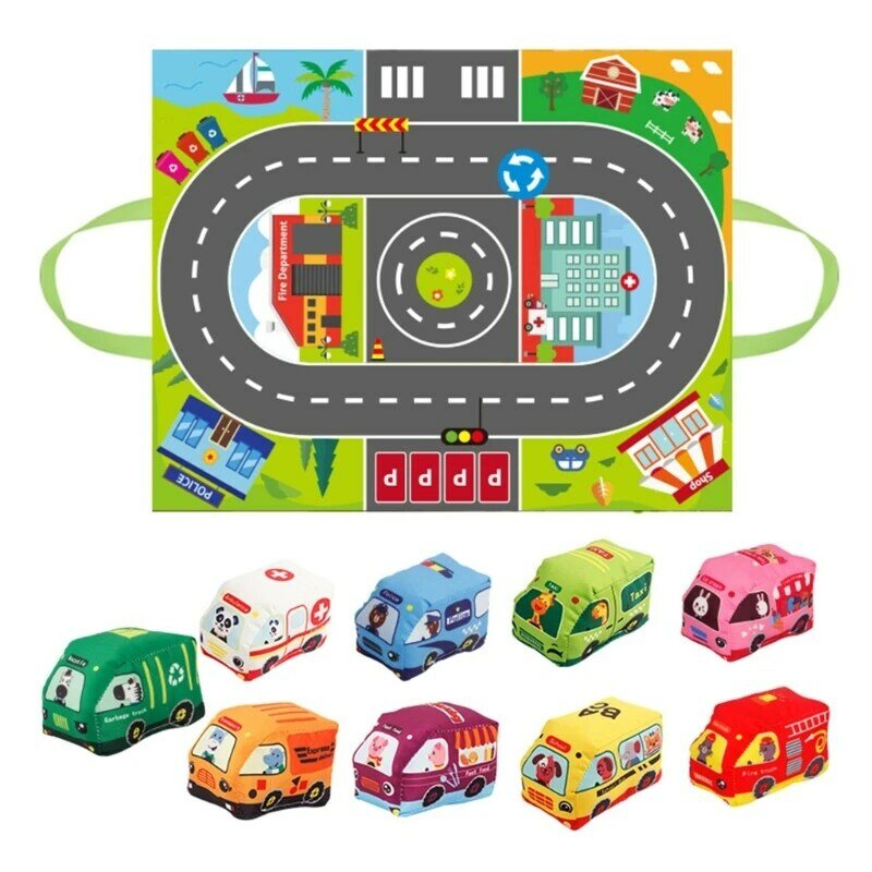 لعبة سيارة قابلة للطي على شكل خريطة ووسائل نقل، مجموعة بساط لعب وحيوان لطيف للأطفال الرضع، شحن مباشر