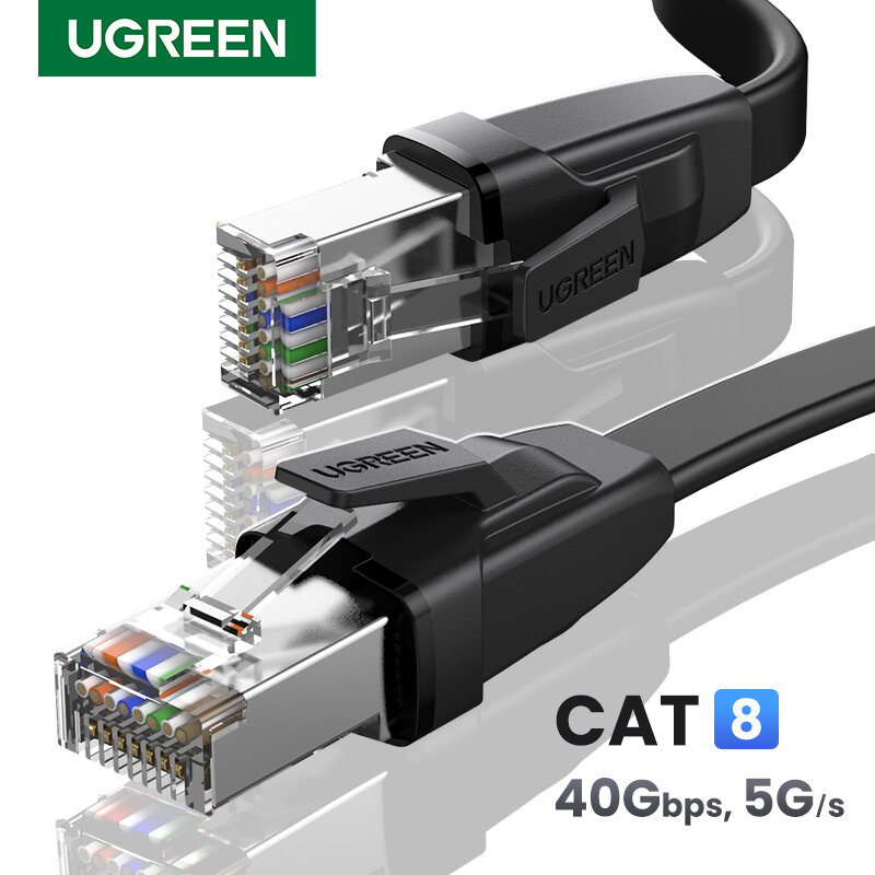 كابل إيثرنت Cat8 من UGREEN كابل شبكة 40Gbps RJ 45 سلك تصحيح Lan RJ45 لأجهزة الكمبيوتر المحمول PS4 والكمبيوتر المحمول PS 4 جهاز توجيه Cat 8 كابل إيثرنت