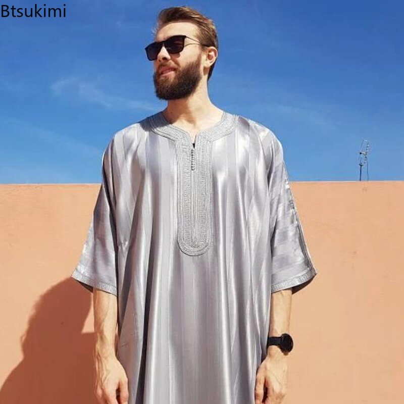 ثوب جبة للرجال ، قفطان مغربي ، رداء طويل للصلاة والعيد ، ملابس إسلامية ، موضة عربية إسلامية ، جديد ،