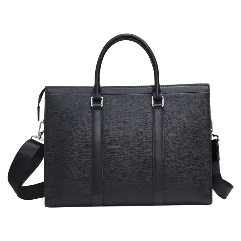 حقيبة رجالية كلاسيكية من الجلد الأسود بكتف واحد مائلة متعددة الاستخدامات للأعمال