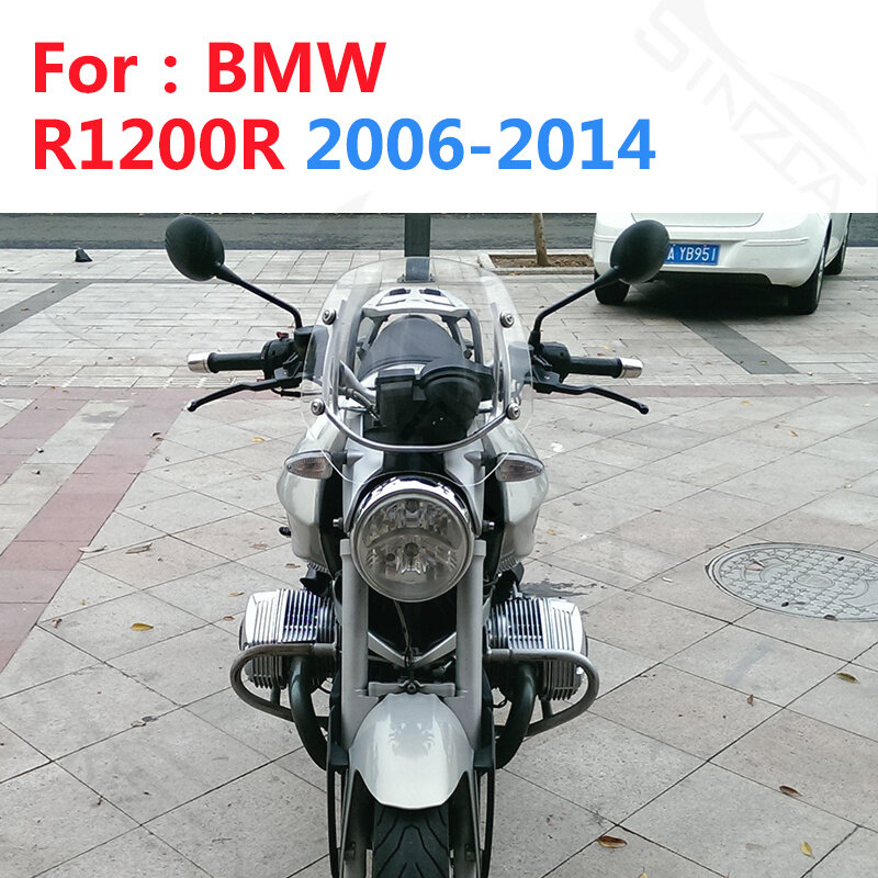 زجاج أمامي للسيارة BMW R1200R R1200 1200 R 2006-2014 منحرف الرياح للدراجات النارية 2007 2008 2009 2010 2011 2012 2013 رمادي