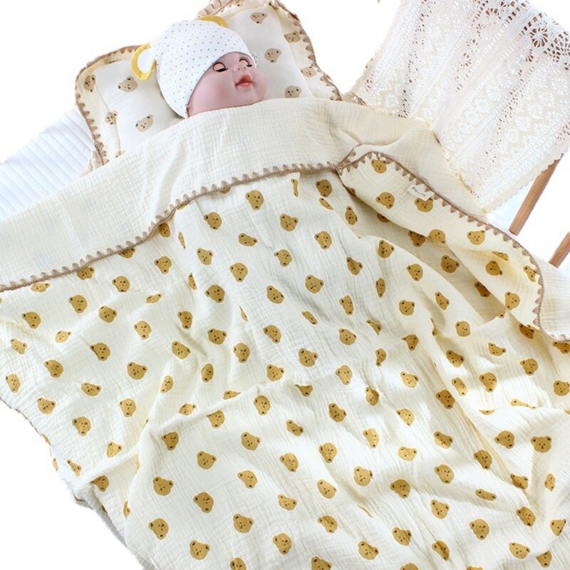بطانية مريحة من نينبورن مع بطانية منشفة استحمام للأطفال من القطن كبيرة الحجم مكونة من 4 طبقات