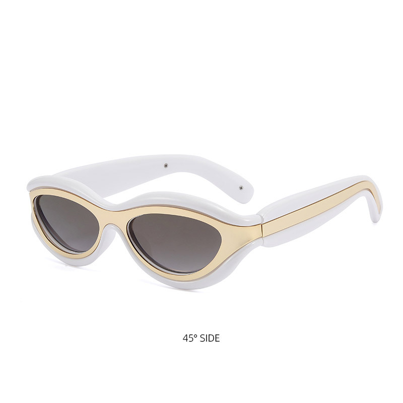 نظارات شمسية بنصف إطار صغيرة عتيقة للنساء ، نظارات شمسية بعينين قطة ، نظارات عصرية ، علامة تجارية فاخرة على الموضة ، ظلال مصممة مع صندوق