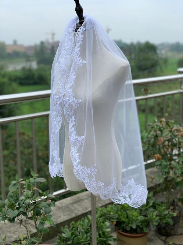 طبقة واحدة الدانتيل الحجاب قصيرة الإناث الكورية نمط فستان الزفاف الحجاب اكسسوارات مبيعات المصنع مباشرة