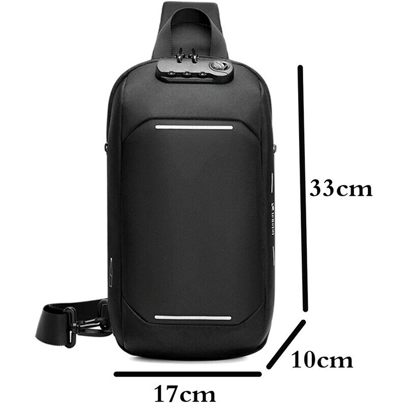 حقيبة كتف متعددة الوظائف للرجال ، حقيبة كروس بودي USB ، حقيبة رسول السفر ، حقيبة الصدر للذكور ، أزياء العمل