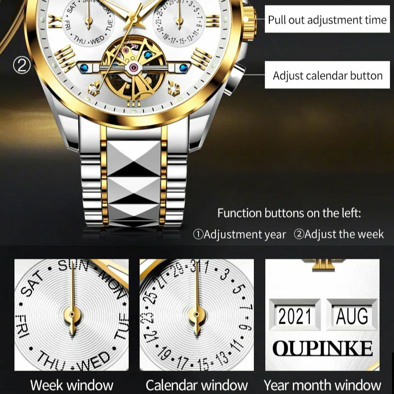 OUPINKE-ساعة يد مضادة للماء متعددة الوظائف ، ساعة زوجين ، ساعة حبيب ، هدية الزفاف ، الرجال والنساء ، العلامة التجارية الفاخرة