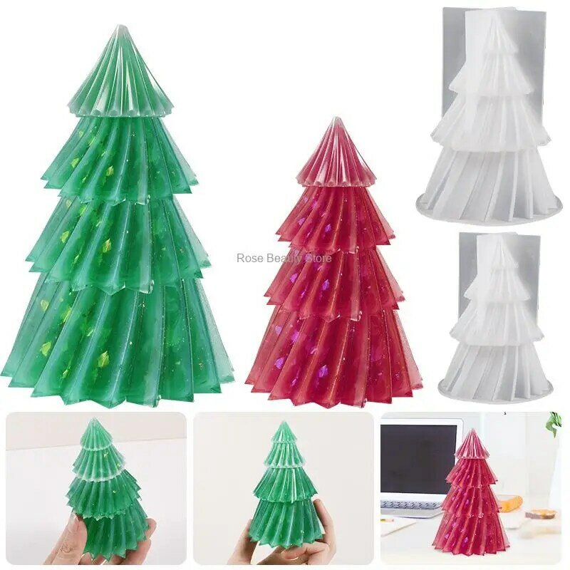 ثلاثية الأبعاد شجرة عيد الميلاد قالب من السيليكون ، لتقوم بها بنفسك طقم صنع الشموع ، الصابون اليدوية ، أدوات الخبز الراتنج الجص ، هدايا العيد