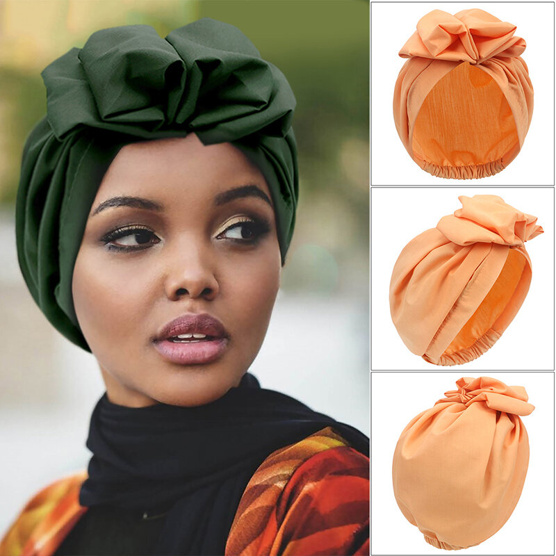 قبعات الرأس على الطراز الأفريقي ، أغطية الرأس النسائية ، الحجاب لينة على غرار مسلم ، قبعات مرآة ملونة أحادية اللون في نمط مسلم