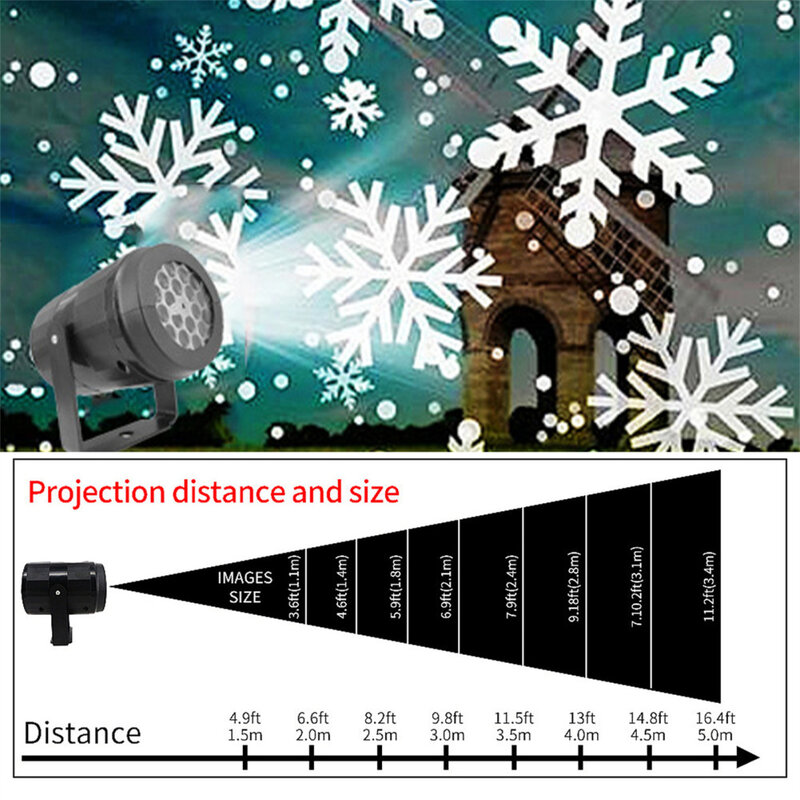 عيد الميلاد ندفة الثلج العارض ، IP65 مقاوم للماء ، مصباح الإسقاط الثلوج ، ضوء الليل لغرفة النوم ، المهنية