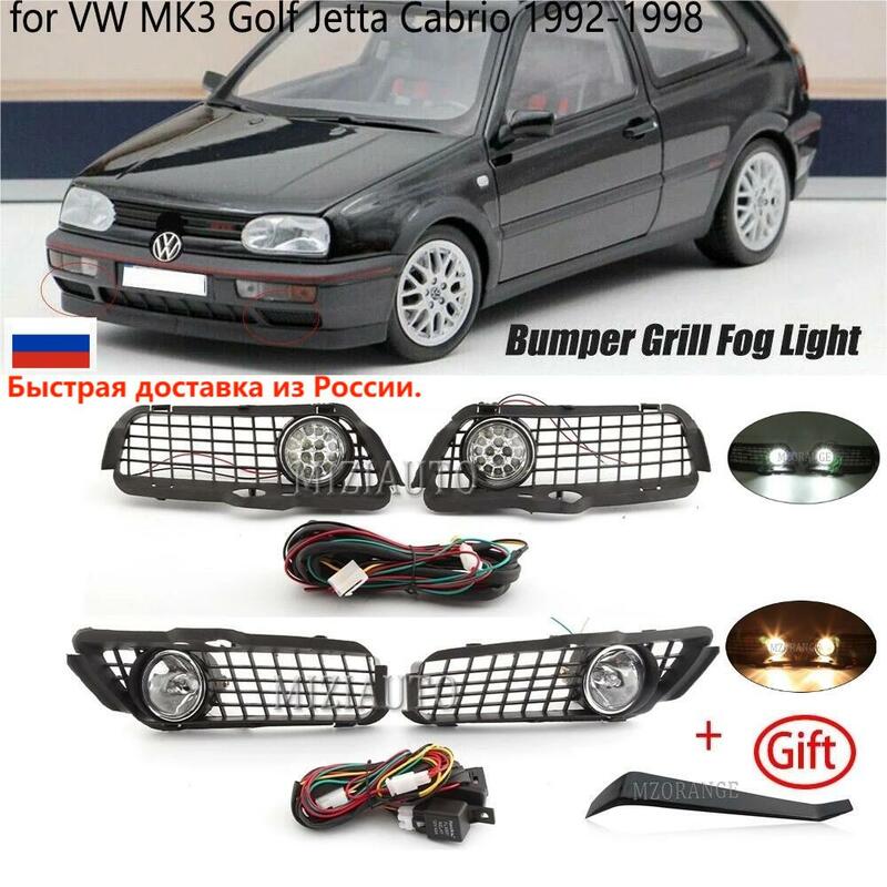مصابيح الضباب LED لـ VW Golf 3 MK3 Jetta Cabrio 1992-1997 1998 المصابيح الأمامية المصبغة توصيل كابل الأسلاك ملحقات كائن الضباب الخفيف