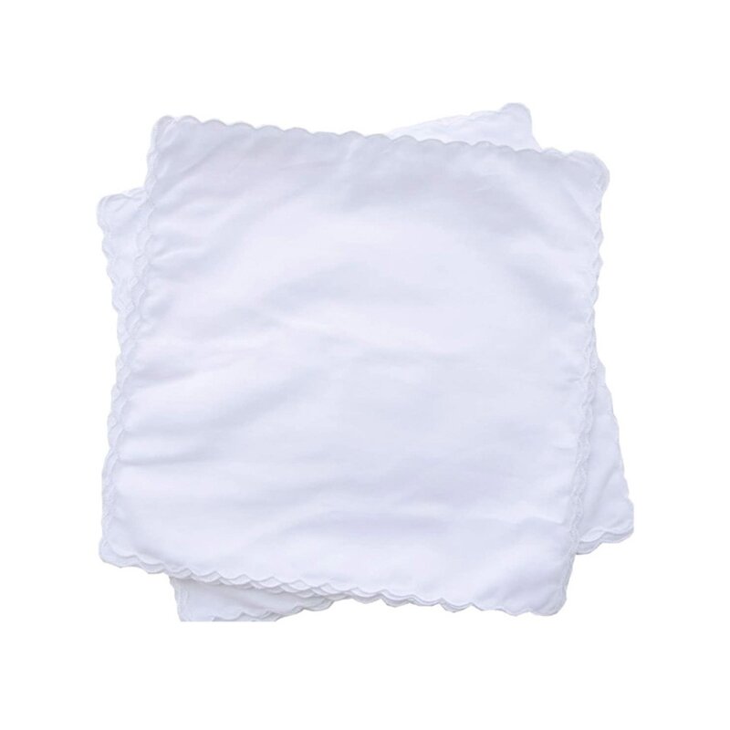 مناديل بيضاء خفيفة الوزن مصنوعة من القطن مربعة الشكل وقابلة للغسل ومنشفة جيب للصدر لحفلات الزفاف للبالغين