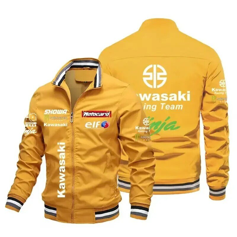 جاكيت كاواساكي للدراجات النارية مطبوع عليه شعار ، جاكيت راكب الدراجة النارية للرجال ، ملابس رياضية خارجية ، بدلة سباق ، ملابس