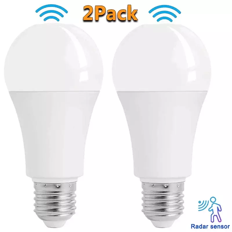 مصباح LED أبيض ذكي مع مستشعر حركة ، مصباح للمنزل ، غرفة المعيشة ، درج ، مسار ، ضوء أبيض ، رادار ، 1-2 حزمة ، 10 واط ، E27 ، 85-265 فولت