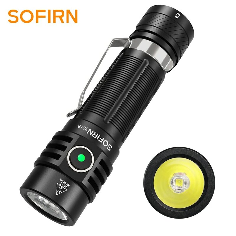 مصباح يدوي Sofirn sc00lm EDC USB قابل لإعادة الشحن SST40 مصباح LED 18 مصباح بصريات 1800lm مع مؤشر طاقة