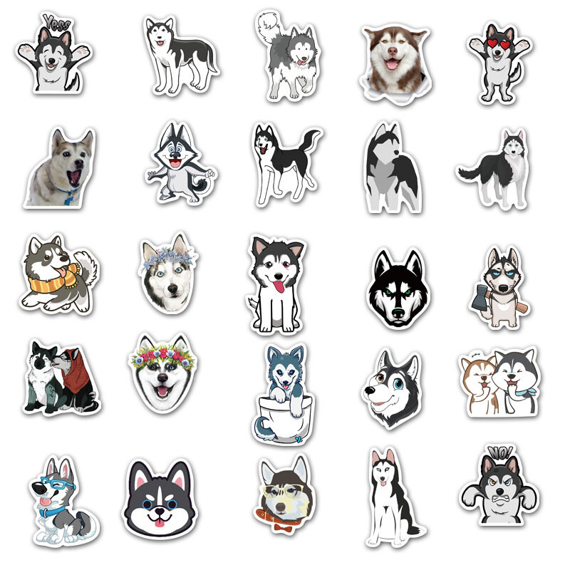 50 قطعة لطيف الكلب هاسكي الأمتعة ملصقات سكيت الغيتار دفتر المحمول الثلاجة ملصقات الزخرفية