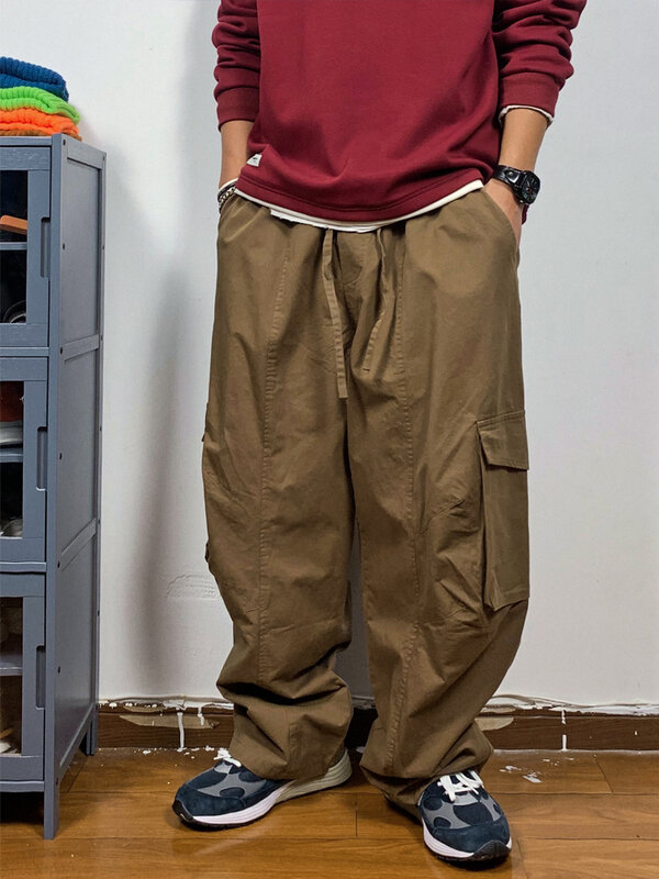 ملابس الشارع الشهير الأمريكية فضفاضة السراويل البضائع الفضفاضة الرجال الملابس Harajuku عالية الجودة السراويل التكتيكية العمل بنطلون مستقيم