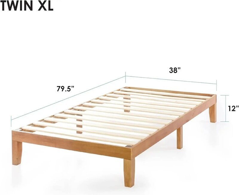 سرير بمنصة من خشب الصنوبر الصلب الطبيعي من Mellow ، 12 "، مزدوج XL ، صنوبر طبيعي ، كلاسيكي