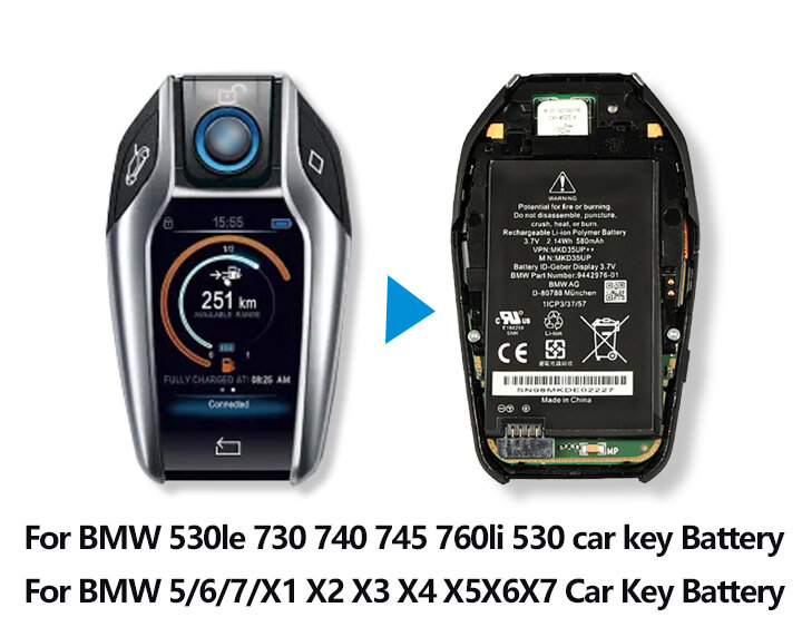 مفتاح السيارة بطارية MKD35UP لسيارات BMW 5/6/7 series GT X3 X4 X5 X6 730 740 745 530L عرض مفتاح التحكم عن بعد السيارة 580mAh