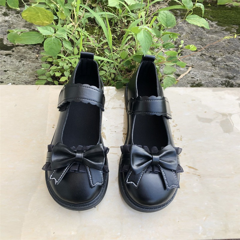 2022 الربيع النساء لوليتا أحذية Kawaii رخيصة اليابانية نمط الدانتيل خليط القوس هوك حلقة ماري جينس الفتيات الطلاب الصلبة الأحذية