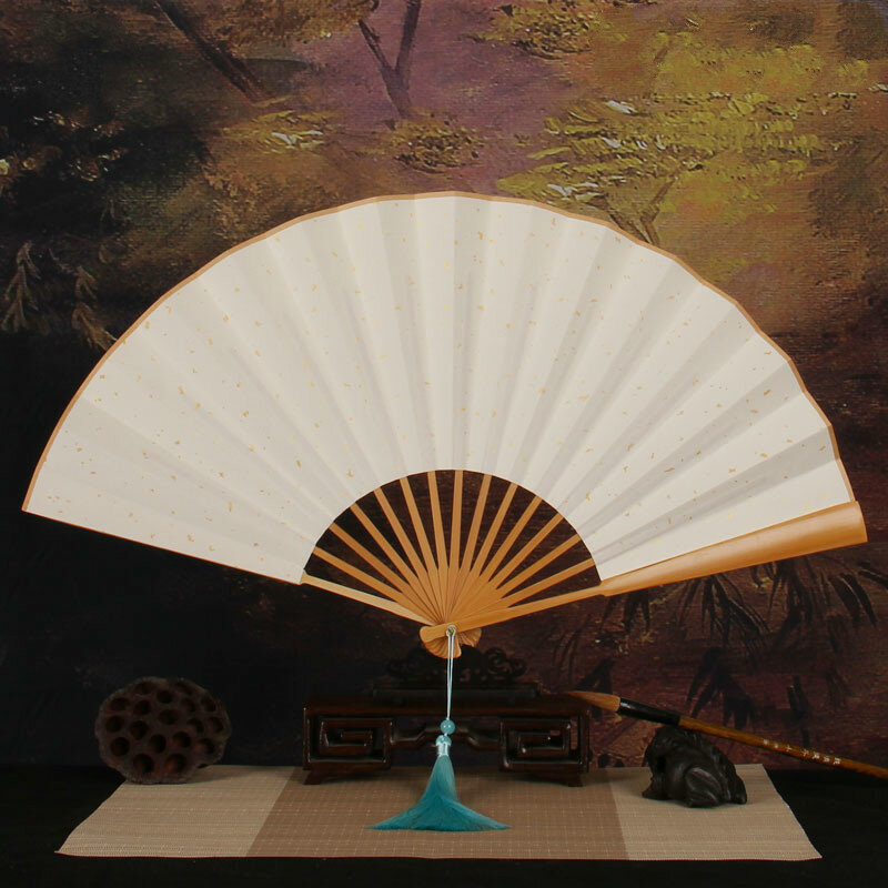 فرشاة الخط Ventilador اللوحة الصينية خلق شوان مروحة يد ورقية الرجال النساء لوحة يدوية ورقة الأرز مراوح قابلة للطي Abanico