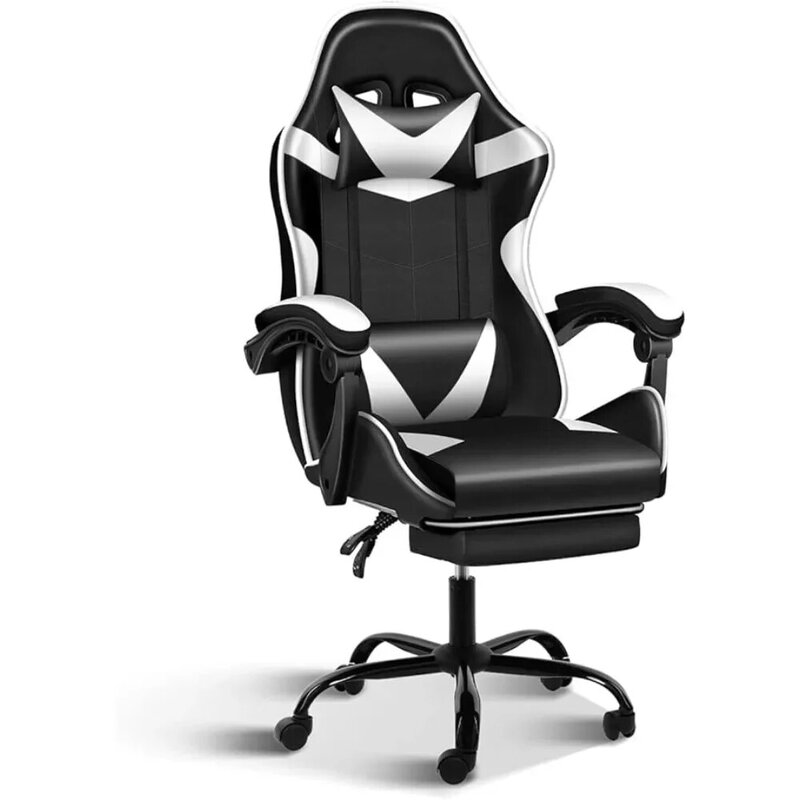 كرسي مكتب مريح مع مسند للقدمين ، كرسي دوار قابل للتعديل مع مسند رأس ودعم قطني