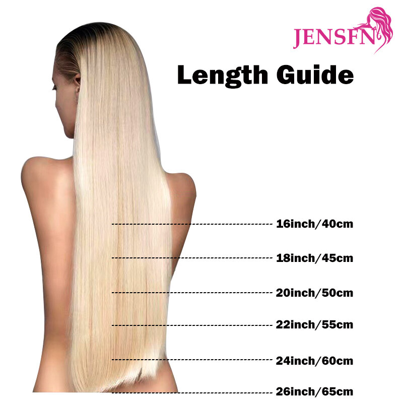 JENSFN-وصلات لحمة مستقيمة ، شعر بشري حقيقي ، شعر ريمي طبيعي ، خياطة في نسج ، لون أشقر بني ، 50 جم ، 16 بوصة-24 بوصة