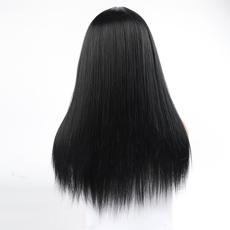 طويل شعر الإنسان الهندي مزيج شعر مستعار 23 بوصة آلة صنع غير ريمي متوسط الحجم شعر طبيعي مفرود مزيج شعر مستعار