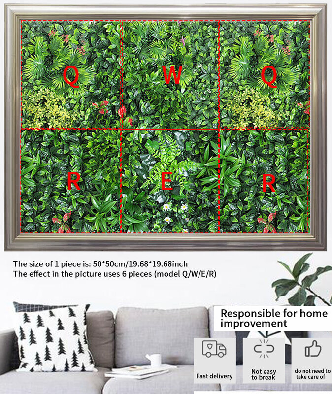 50x50 سنتيمتر ثلاثية الأبعاد نبات اصطناعي جدار لوحة البلاستيك في الهواء الطلق الحديقة الخضراء ديكور المنزل ديكور الزفاف خلفية حديقة العشب جدار زهرة الجدار