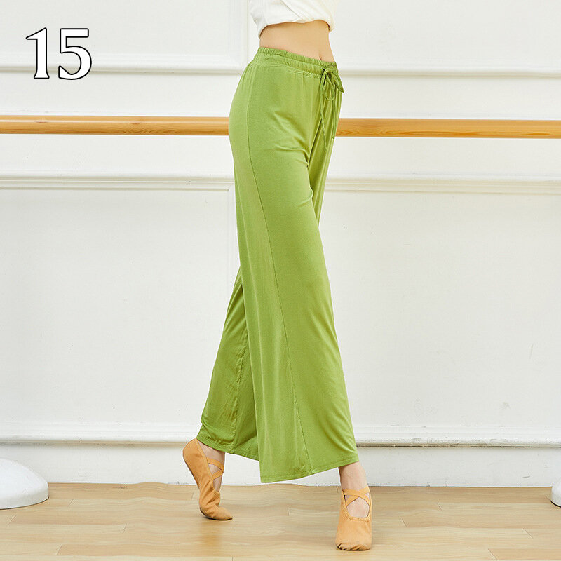 مشروط واسعة الساق السراويل عالية الخصر حبل مستقيم بنطلون المرأة الحديثة الرقص ممارسة ارتداء فستان اليوغا الرقص الكلاسيكية لينة السراويل