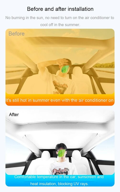 مظلة من جلد الغزال السميك مجزأة ، واقي شمسي خاص ، عزل حراري ، سقف سيارة لطراز تسلا 3 هايلاند