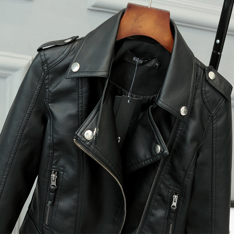 سليم بولي Leather سترة جلدية المرأة الربيع/الخريف الشتاء جديد دراجة نارية جلدية معطف قصير