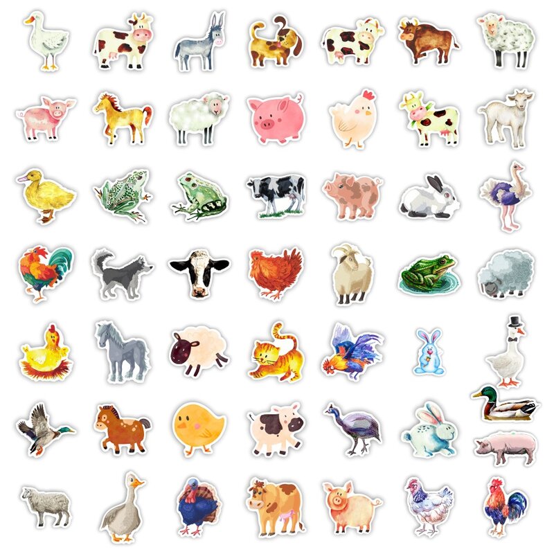 ملصق حيوانات مزرعة كرتوني ، عجل ، خروف ، دجاج حصان ، بطة ، أرنب ، ملصق حائط إبداعي ، لعبة تصنعها بنفسك ، بيع بالجملة ، 10: 30 ، 50: 41