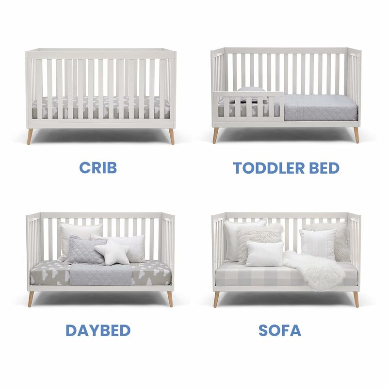 سويسرا-سرير أطفال ، 4 في 1 ، قابل للتحويل ، أبيض ، مع أرجل طبيعية