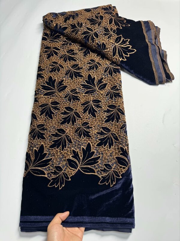 قماش دانتيل مخملي أفريقي ، مخمل فرنسي نيجيري ، مواد خياطة فستان الزفاف ، 5 ياردات ، qf208 ،