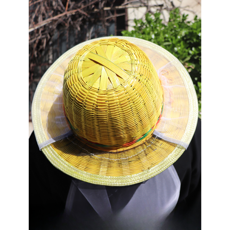 قبعة نحل مضادة لنسج الخيزران ، قبعة جمع النحل ، منسوجة يدويًا بشبكة سطح ، أدوات تربية النحل ، قبعة مضادة لللدغة