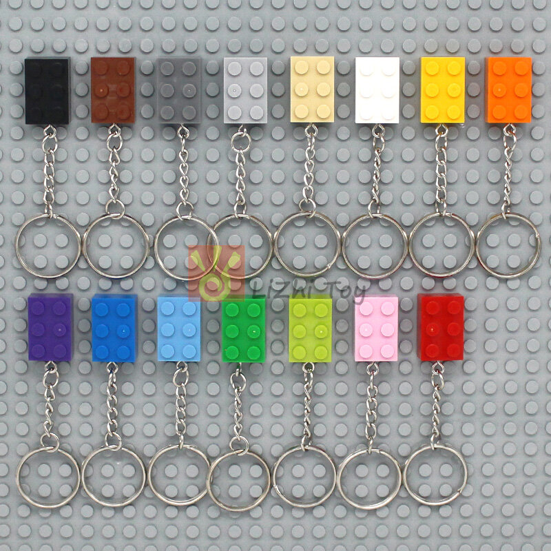 ألعاب مكعبات بناء سلسلة مفاتيح للأطفال ، سلسلة مفاتيح طوب ملونة ، 2 × 3 ، هدية إبداعية ، متوافقة مع MOC ، 5-15