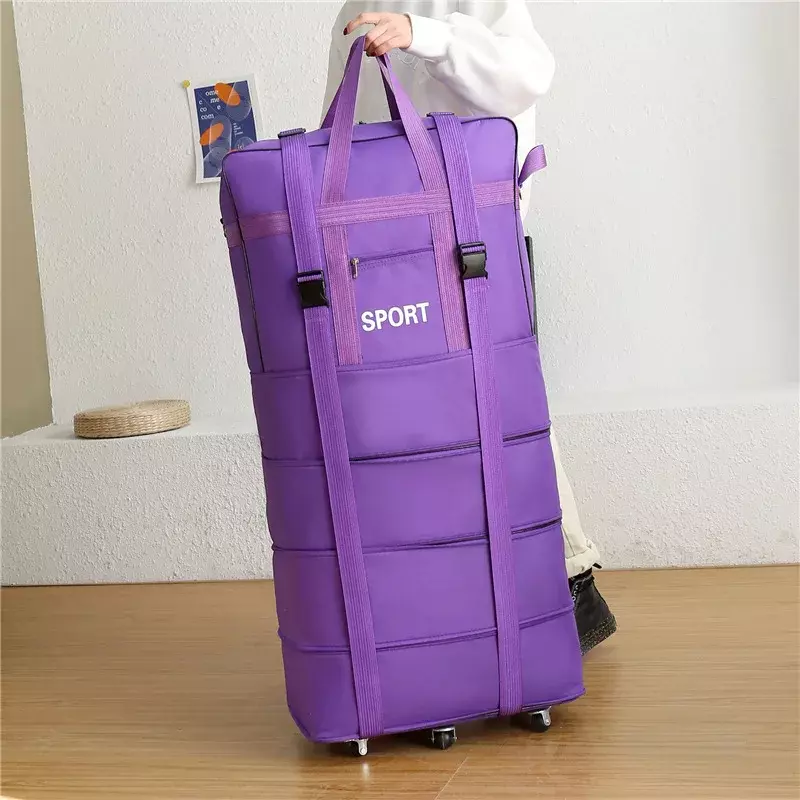 حقيبة سفر مضادة للماء للرجال والنساء ، ذات سعة كبيرة ، تلسكوبية ، حقيبة فحص الطيران مع عجلة ، حقائب قابلة للطي ، حزمة التخزين