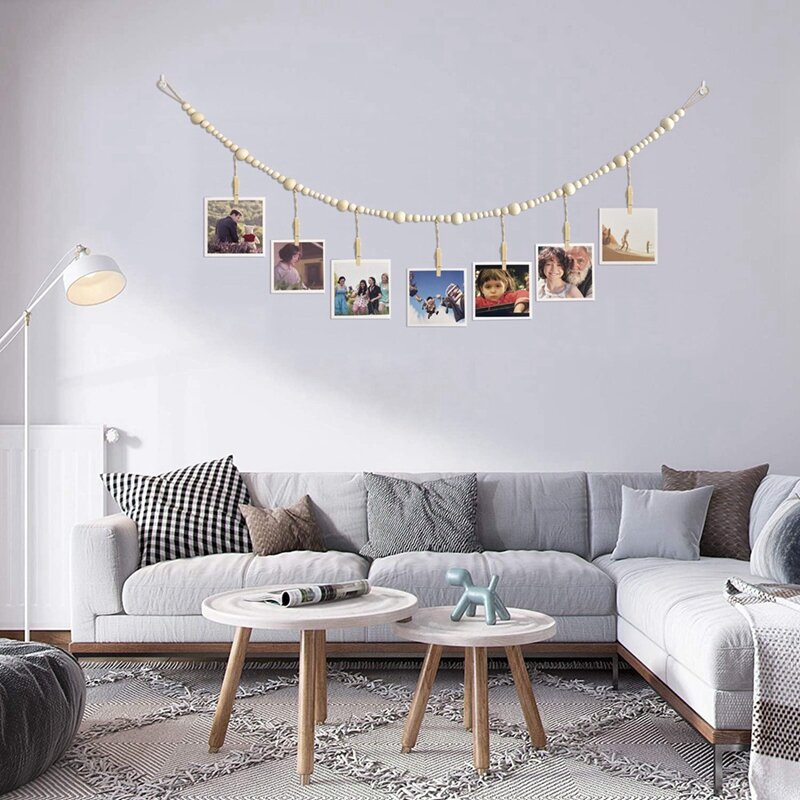 ديكور حائط لعرض الصور المعلقة ، إطار صور مجمعة إكليل ، 7 مشابك خشبية للمنزل والمكتب ، 3 * *