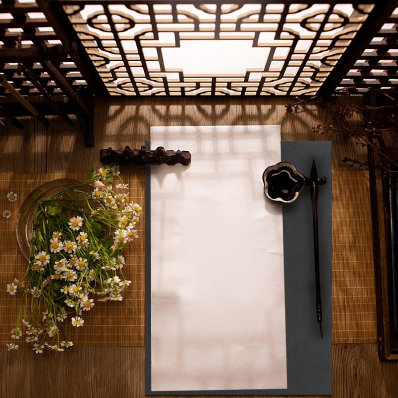حصير طاولة بالخط الصيني ، رسم ورقي شوان ، ممارسة وسادة المكتب ، الرسم التقليدي ، الأسود