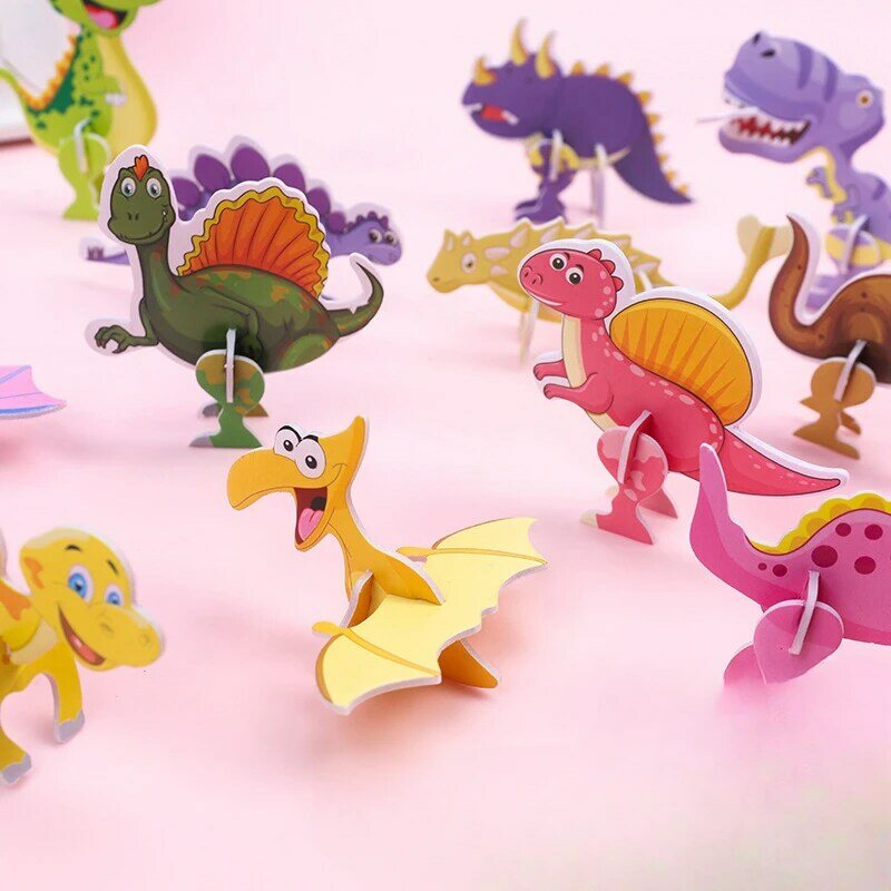 لغز ديناصور ورقي للأطفال ، ثلاثي الأبعاد ، صغير ، لطيف ، كرتون ، شكل لعبة
