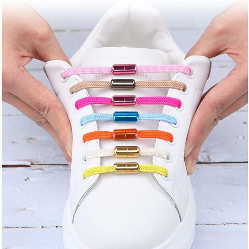 1 زوج متعدد الألوان قفل مطاطا حذاء رياضة الأربطة للأطفال البالغين والمسنين لا التعادل أربطة الحذاء سريعة مطاطا رياضي الجري رباط الحذاء