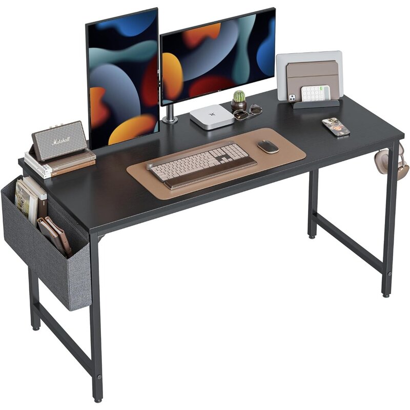 طاولة كتابة دراسة CubiCubi-Black للمكتب المنزلي ، مكتب كمبيوتر ، طراز حديث وبسيط ، 63 بوصة